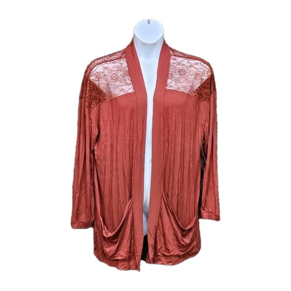 torrid Sweaters - Torrid Lace shoulder Cardigan 2X Rust Brown Dark Romantic Whimsigoth Earthy Boho